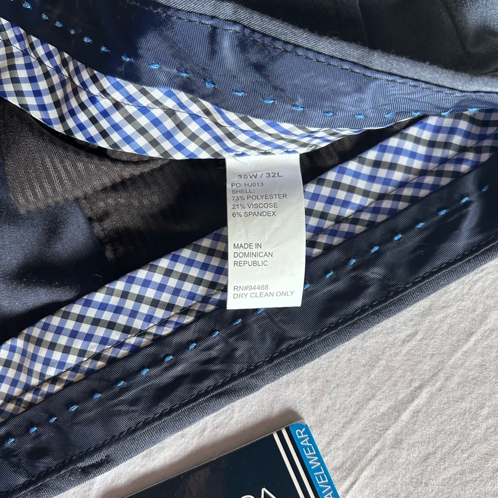 Nautica Travelwear Dress Pants 38x32 Blue Stretch Flat Front Slacks NWT - Picture 3 of 6